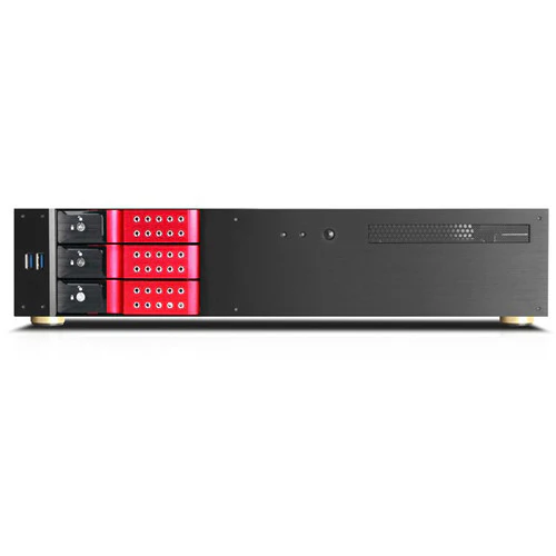 iStarUSA D-230HN-DT 2U Compact 3 x 3.5" Bay Trayless Hotswap microATX Desktop Chassis (Red)
