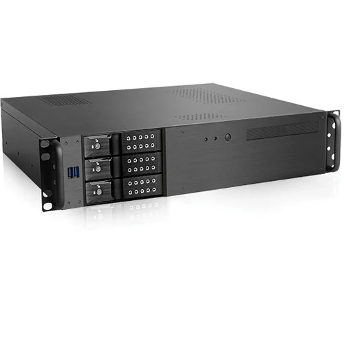 iStarUSA D-230HN-T 2U Compact 3 x 3.5" Bay Trayless Hotswap microATX Rackmount Chassis (Black) - Image 2