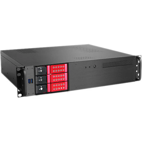 iStarUSA D-230HN-T 2U Compact 3 x 3.5" Bay Trayless Hotswap microATX Rackmount Chassis (Red)