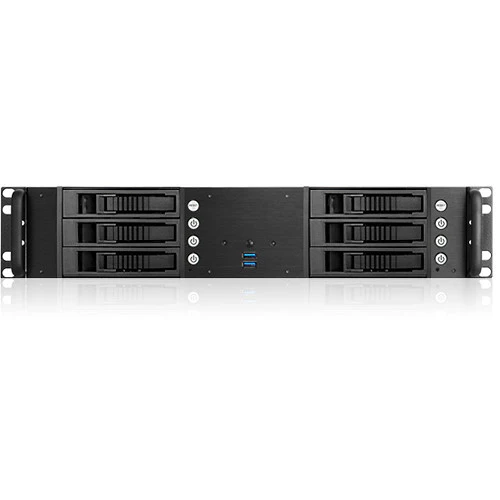 iStarUSA D-260HB 2U Compact 6 x 3.5" HDD Bay Hotswap microATX Chassis (Blue HDD Handles)