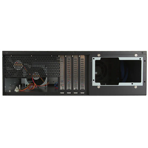 iStarUSA D-340HB-T 3 RU Compact 4 x 3.5" Bay Hotswap microATX Rackmount Chassis (Blue HDD Handles) - Image 4