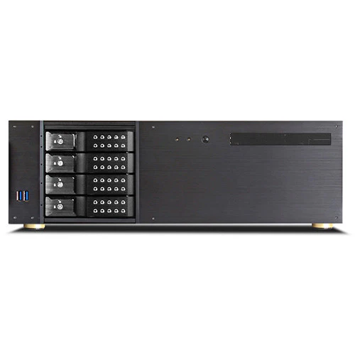 iStarUSA D-340HN-DT 3 RU Compact 4 x 3.5" Bay Trayless Hotswap microATX Desktop Chassis (Black HDD Handles)