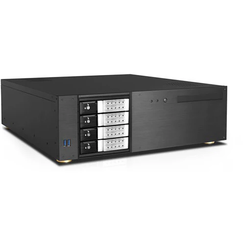 iStarUSA D-340HN-DT 3 RU Compact 4 x 3.5" Bay Trayless Hotswap microATX Desktop Chassis (Silver HDD Handles)