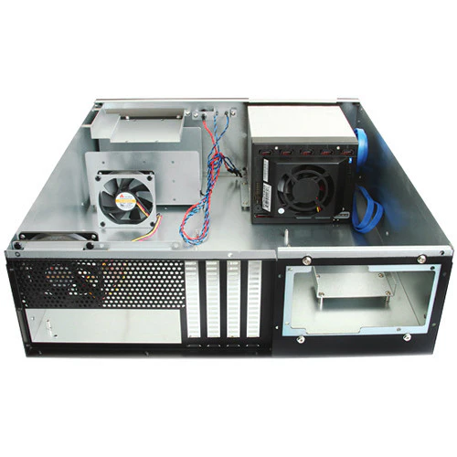 iStarUSA D-340HN-T 3 RU Compact 4 x 3.5" Bay Trayless Hotswap microATX Rackmount Chassis (Silver HDD Handles) - Image 4