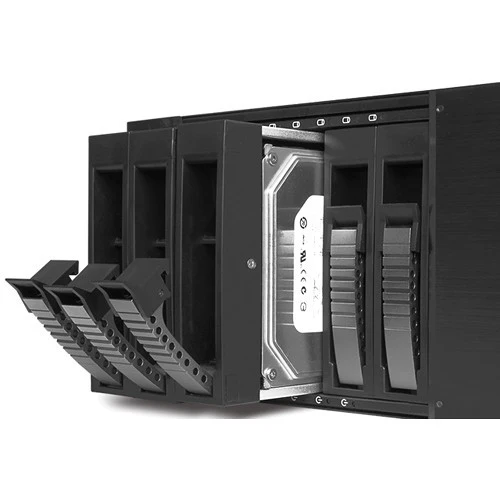 iStarUSA D-350HB-T 3 RU Compact 5 x 3.5" Bay Hotswap microATX Rackmount Chassis (Black HDD Handles) - Image 6