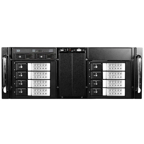 iStarUSA D-410-DE8-225T 4 RU 8-Bay Stylish Hotswap Trayless Slim ODD Storage Server Rackmount Chassis (Silver HDD Handles)