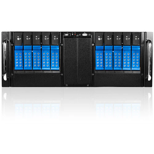 iStarUSA D410-DE10BL-25TU 10-Bay Trayless USB 3.1 Gen 1 ODD Rackmount Storage Server (Blue)
