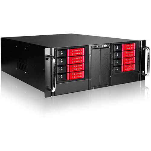 iStarUSA D410-DE8RD 4U 10-Bay Stylish Storage Server Rackmount 8x3.5" Trayless Hotswap Chassis Kit (Red Bezel)