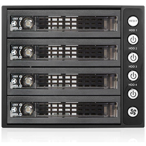 iStarUSA Three 5.25" to Four 3.5/2.5" SAS SATA 6Gbps HDD SSD Hot-Swap Rack with Key Lock - Image 2
