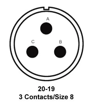 ITT Cannon MS3106F20-19S MS3106F20-19S Circular Connector MIL-DTL-5015 Series Straight Plug 3 Contacts Solder Socket Threaded 20-19 - Image 2