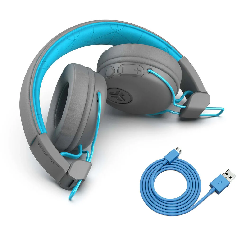 JLab Studio Wireless On-Ear Headphones (Gray and Blue) - Image 3