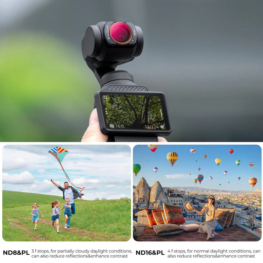 K&F Concept Nano-X Series ND/PL Filter Kit for DJI Osmo Pocket 3 (ND8/PL, ND16/PL, ND32/PL, ND64/PL) - Image 4