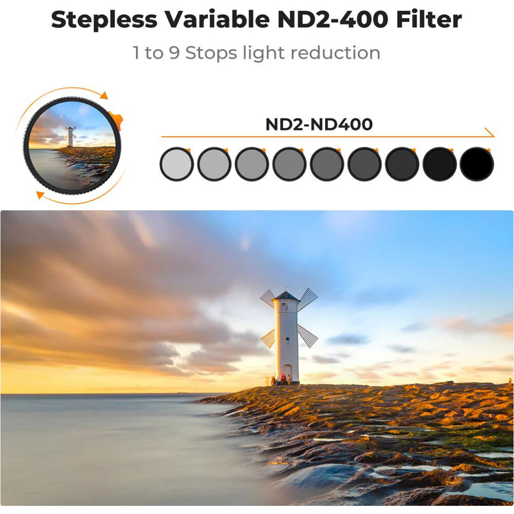 K&F Concept Nano-X Ultra-Low Reflection Variable ND Filter (72mm, 1 to 9-Stop) - Image 3