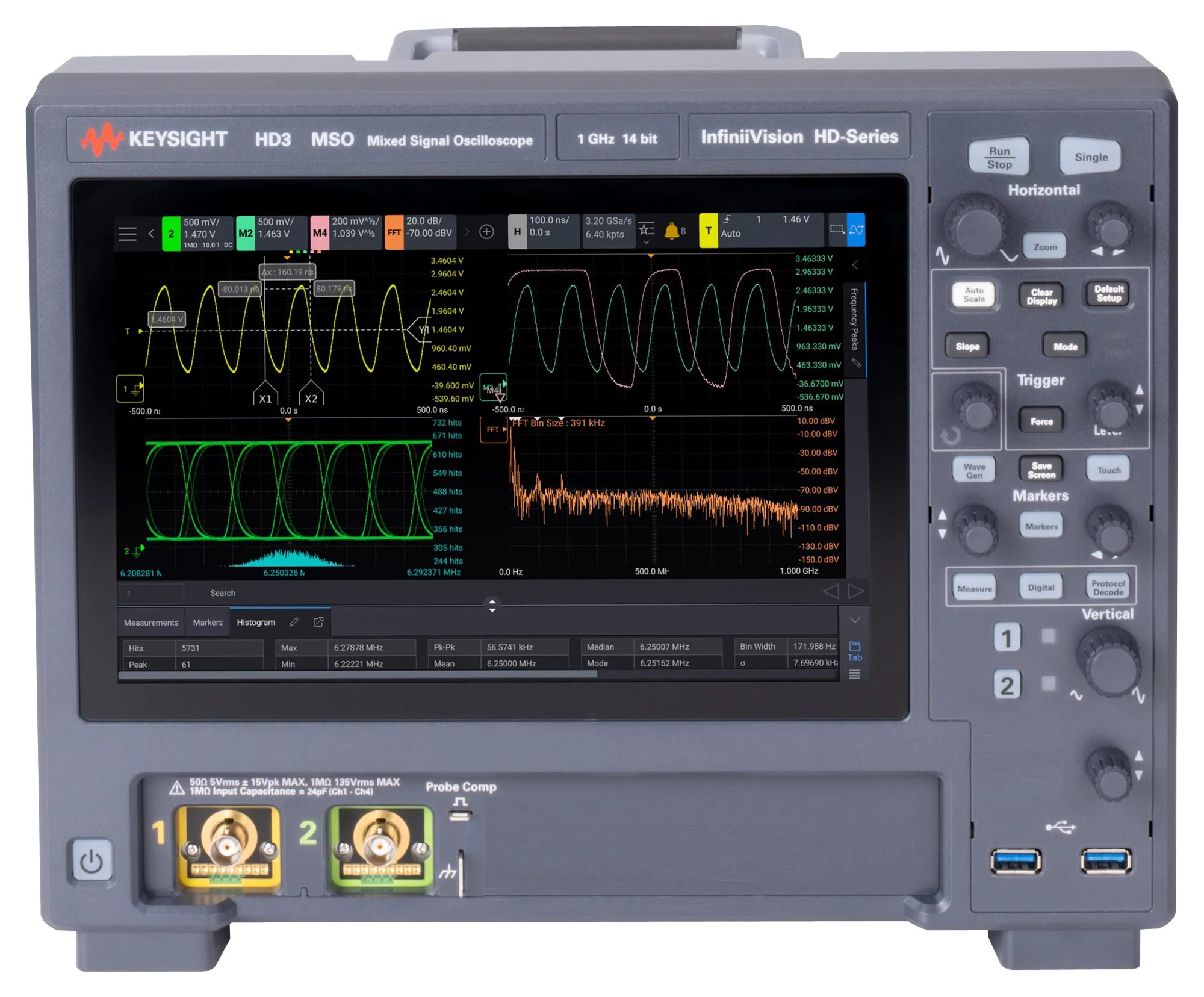 KEYSIGHT TECHNOLOGIES HD304MSO/350 MSO / MDO Oscilloscope, InfiniiVision HD3 Series, 4 Analogue, 16 Digital, 350 MHz, 3.2 GSPS