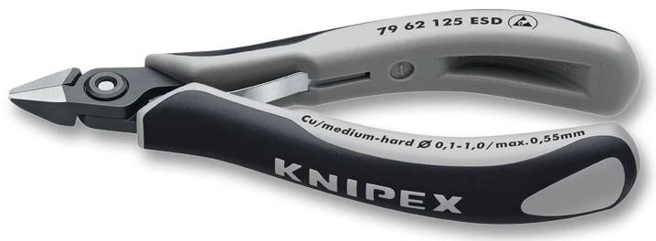 KNIPEX 79 62 125 ESD Cutter, Precision, 125 mm, Side, Flush, 1 mm, 64 °