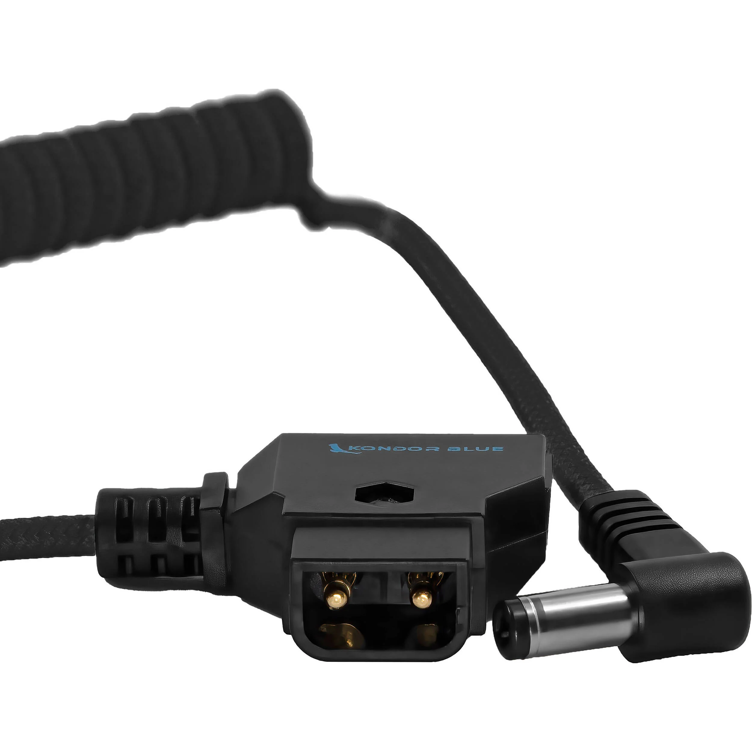 Kondor Blue Coiled D-Tap to DC 5.5 x 2.5mm Barrel Right-Angle Cable (Raven Black) - Image 2