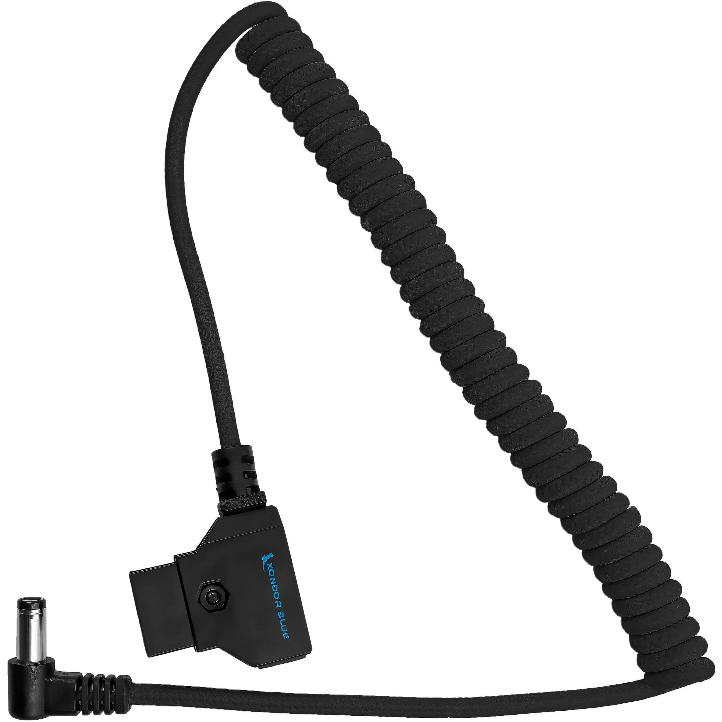 Kondor Blue Coiled D-Tap to DC 5.5 x 2.5mm Barrel Right-Angle Cable (Raven Black) - Image 3
