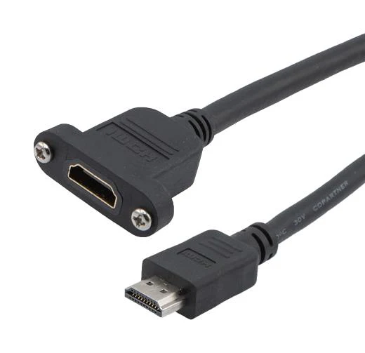L-COM HD21Z-MFP-BLK-2M Hdmi 2.1 Cable M/F Panel Mount Lszh BLK 2.0M 52AK0494 New