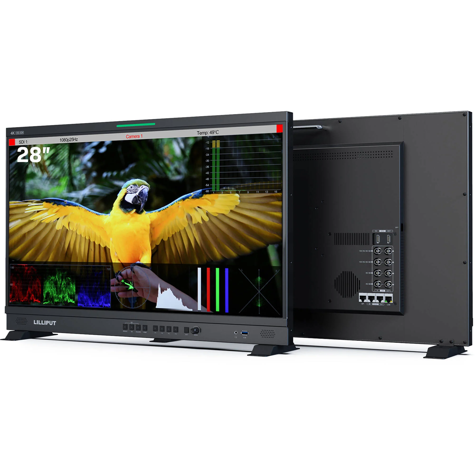 Lilliput Q28 28" 12G-SDI Professional Production Studio Monitor with Carrying Case (Gold Mount) - Image 3