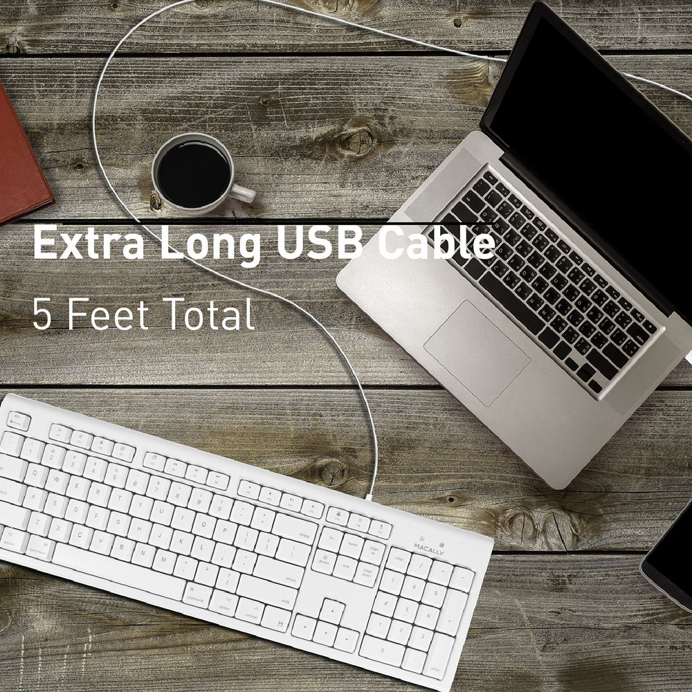 Macally 104 Key Full-Size USB Keyboard (White) - Image 7