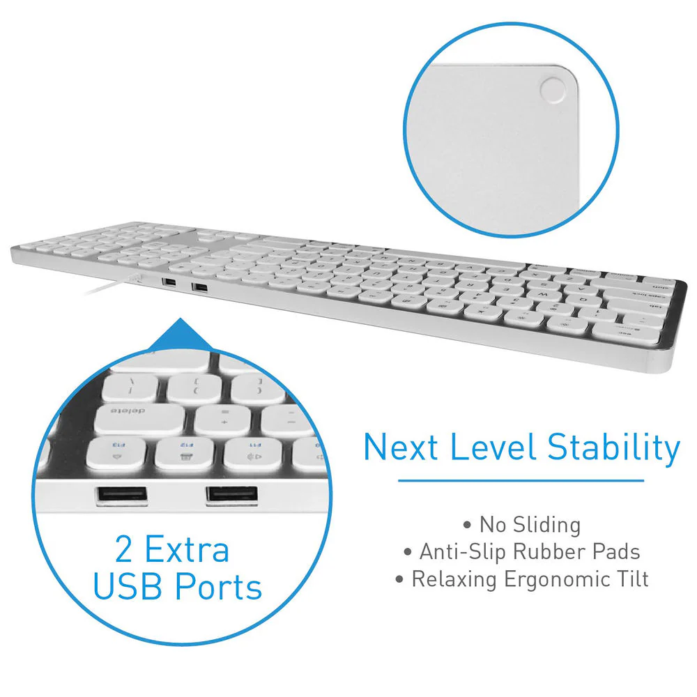 Macally Aluminum Slim Keyboard with 2 USB Ports - Image 6