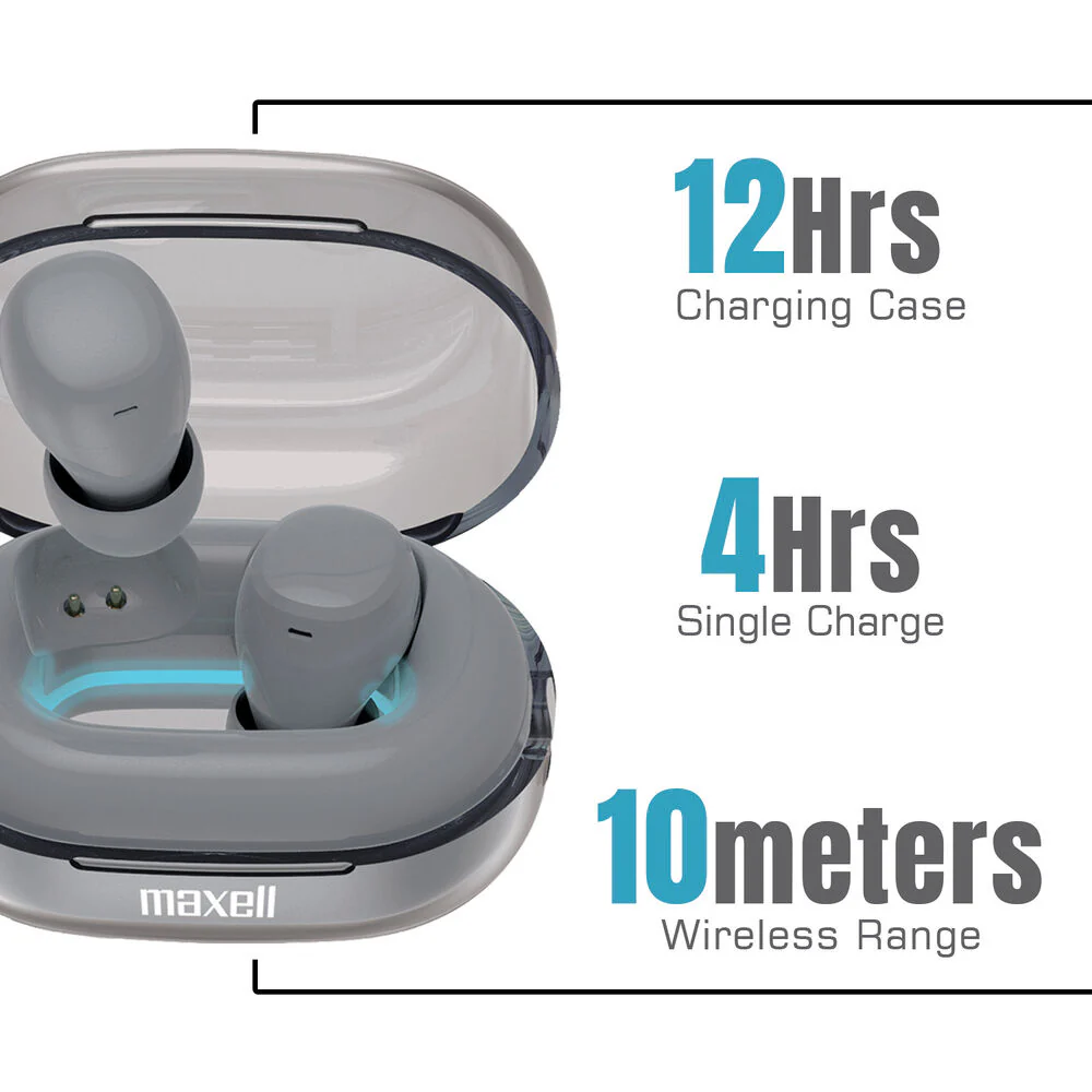 Maxell Tune Out True Wireless Earbuds with Sleep Comfort Design (Gray) - Image 3