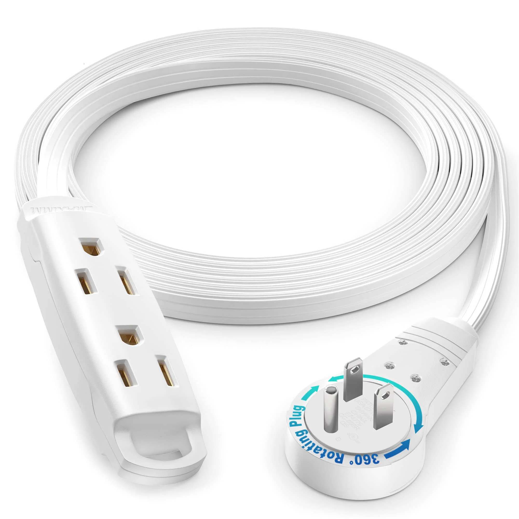 Maximm Cable 360° Rotating Flat Extension Cord (12', White)