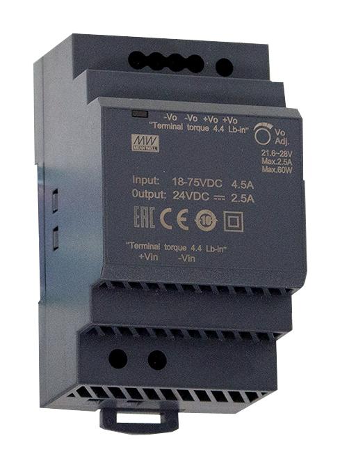 Mean Well DDR-60G-15 DC/DC Converter ITE & Railway 1 Output 60 W 15 V 4 A