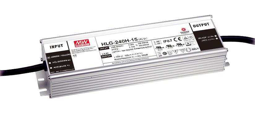 Mean Well HLG-240H-15A LED Driver 225 W 15 V A Constant Current Voltage 90