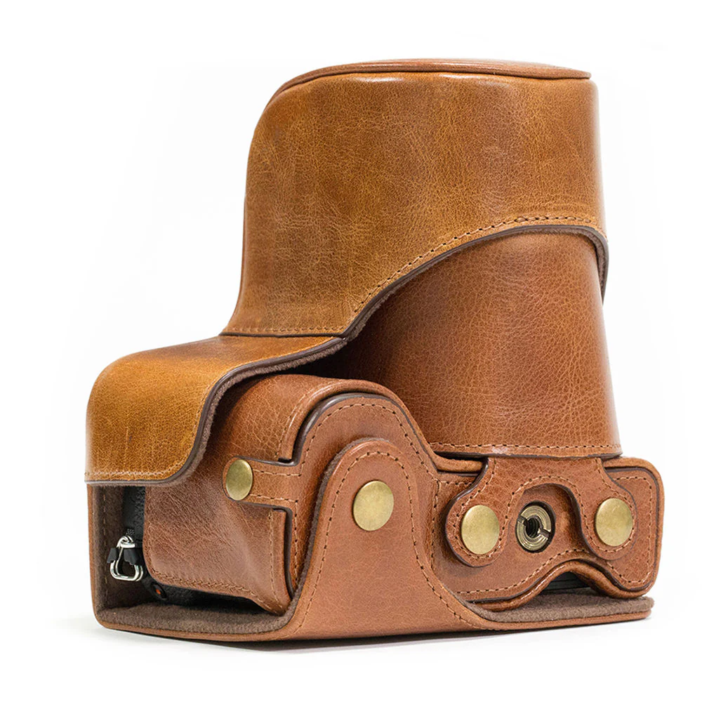 MegaGear Ever Ready Genuine Leather Camera Case for Sony Alpha A6500 16-70mm (Light Brown) - Image 6