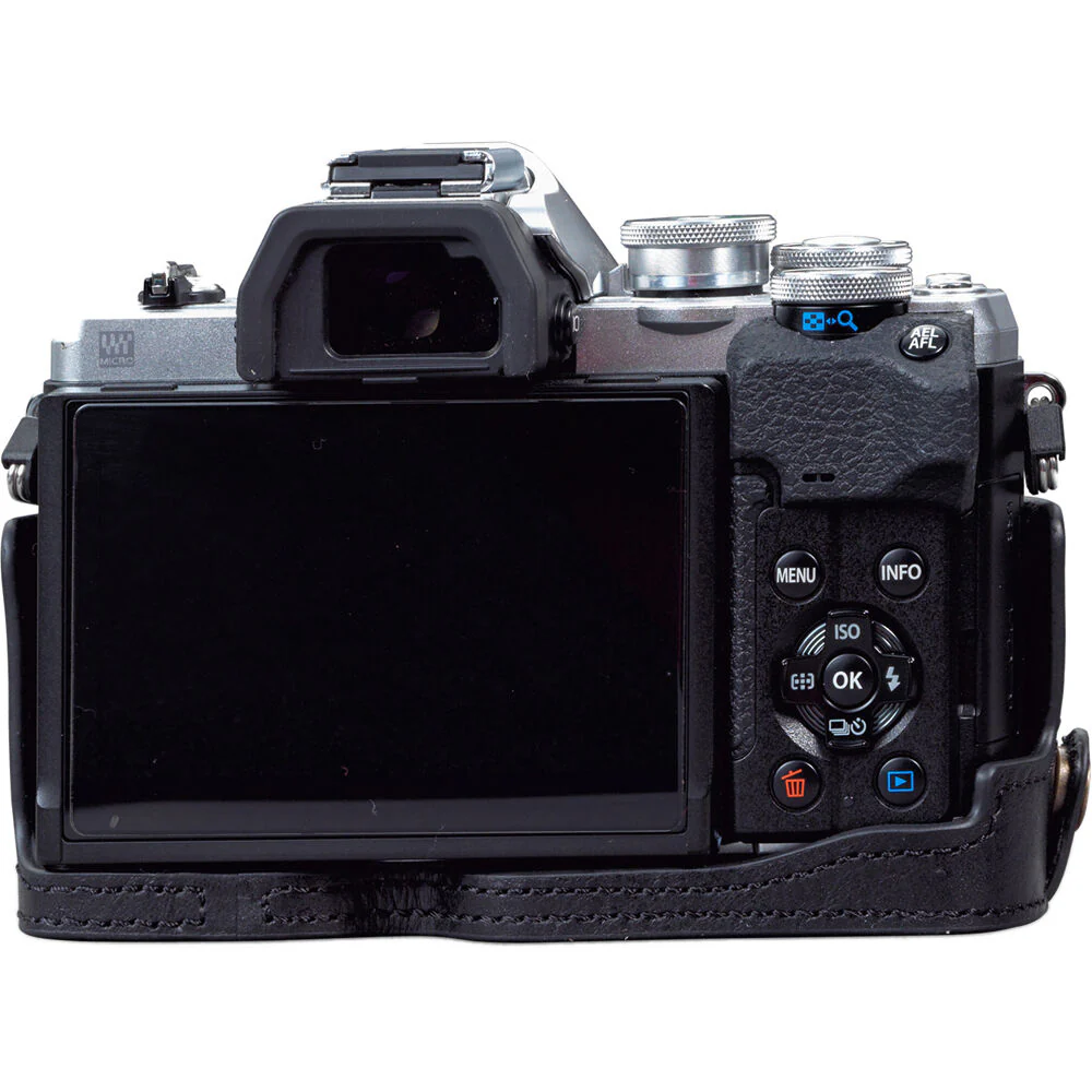 MegaGear Ever Ready Genuine Leather Half Case for Olympus OM-D E-M10 Mark IV Camera (Black) - Image 5