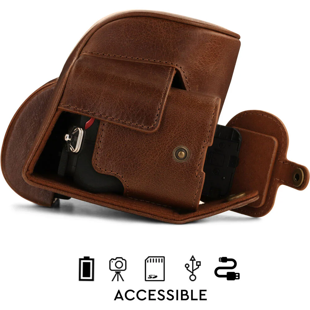 MegaGear Ever Ready Top Grain Leather Case for Nikon Z 50 with 16-50mm Lens (Brown) - Image 5