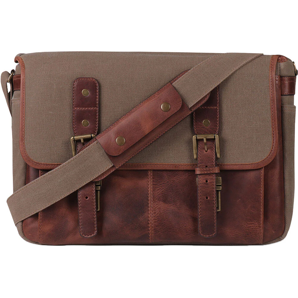 MegaGear Torres Pro Leather Vintage Messenger Bag (Beige) - Image 2