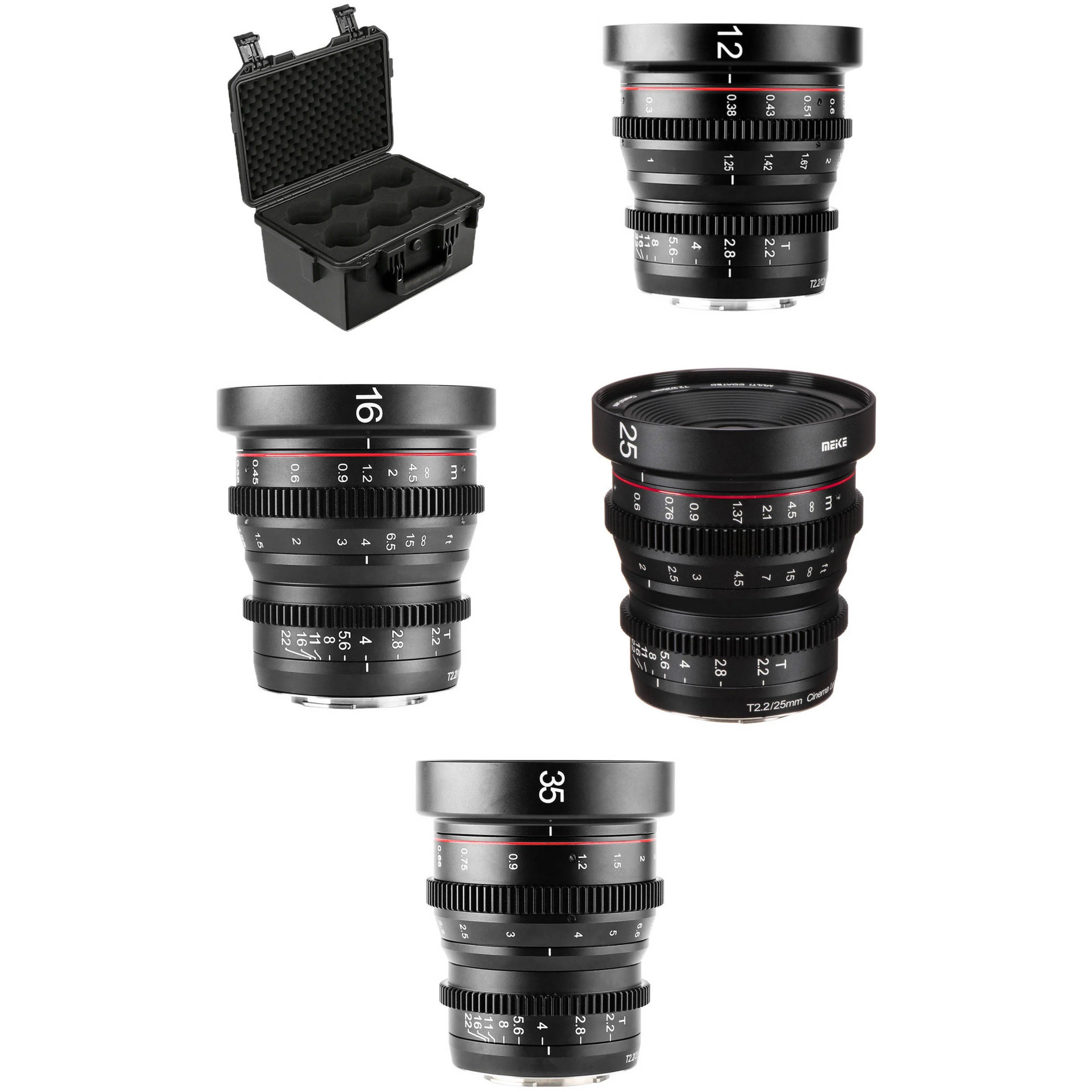 Meike 4-Lens Cinema Prime Lens Set with Hard-Shell Case (MFT Mount) - Image 2