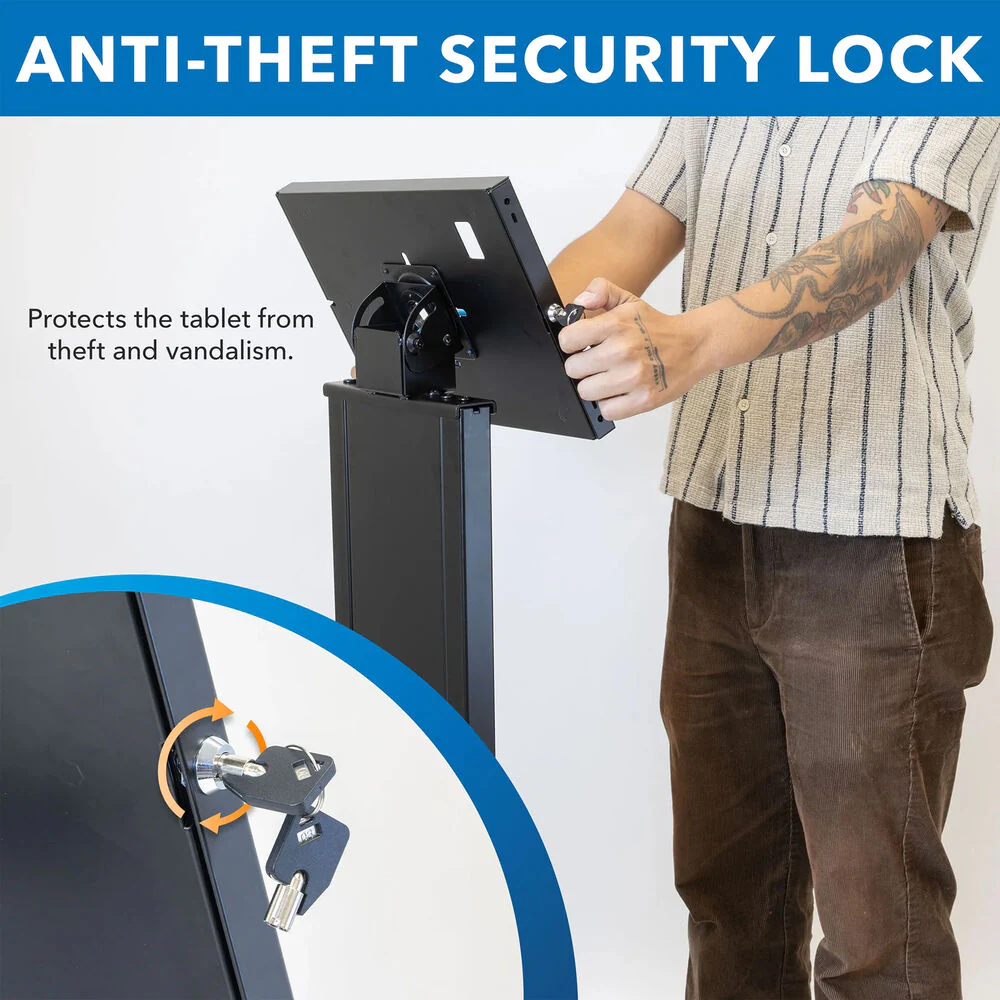 Mount-It! Anti-Theft Floor Standing Tablet Kiosk for Select iPad Models (Black) - Image 6