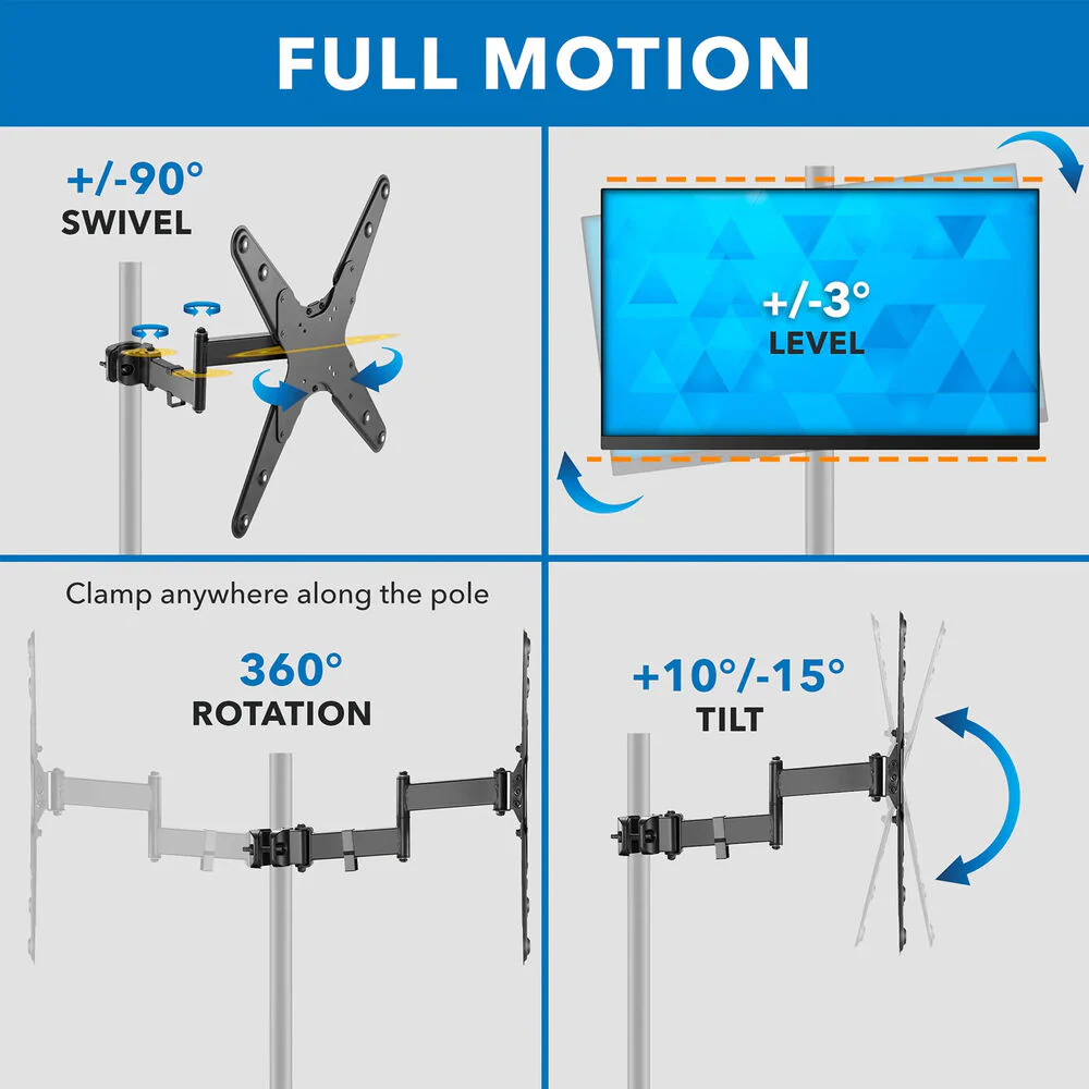 Mount-It! MI-391XL Full-Motion TV Pole Mount for 32 to 55" Displays - Image 3