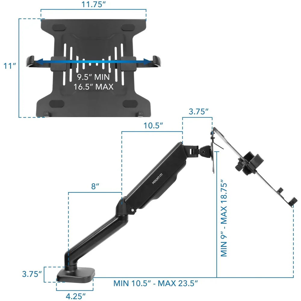 Mount-It! MI-6352LT Height-Adjustable Laptop Desk Mount - Image 7
