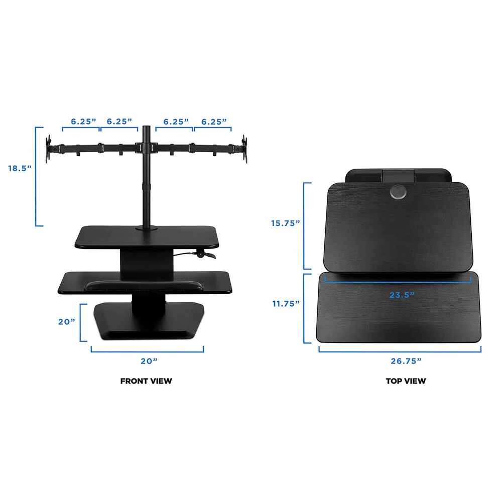 Mount-It! Sit Stand Standing Desk Converter with Dual Monitor Mount Combo (Black) - Image 5