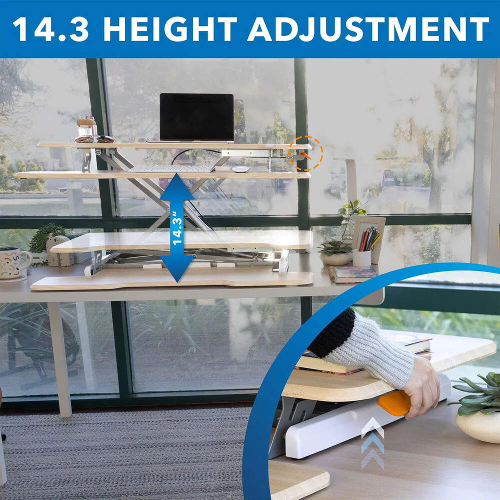 Mount-It! Standing Desk Converter with 38" Desktop (Maple) - Image 3