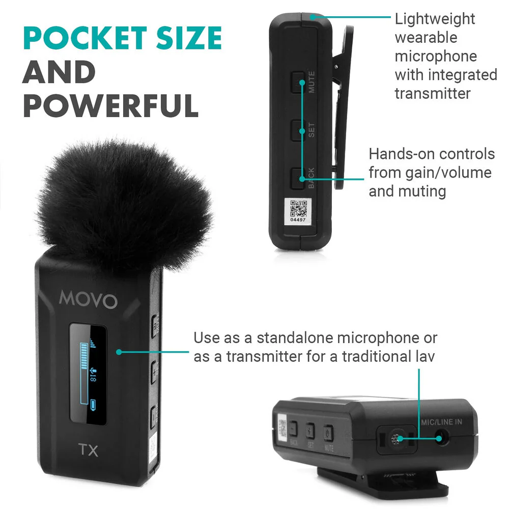 Movo Photo WMX-2-DUO 2-Person Wireless Microphone System for Cameras (2.4 GHz) - Image 3