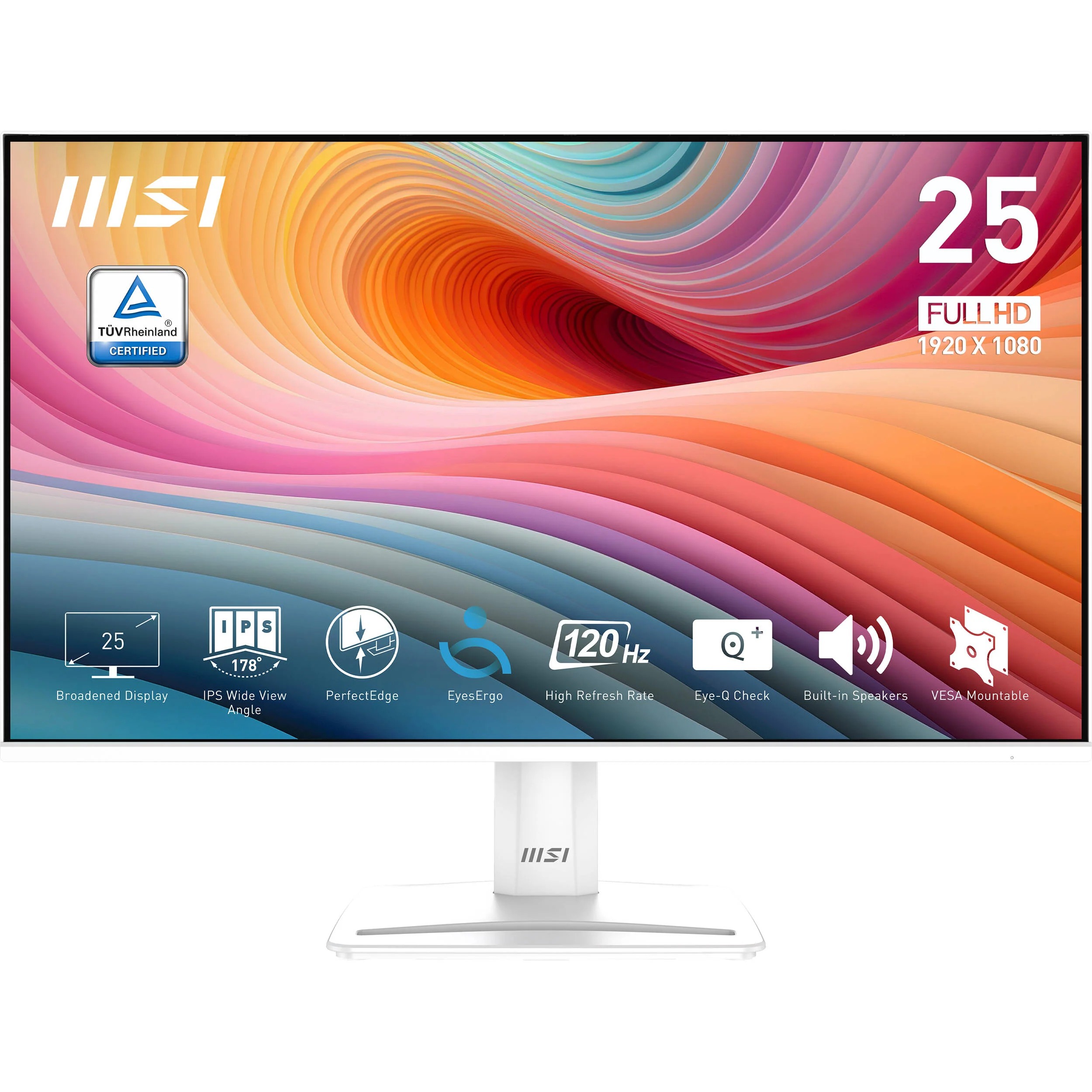 MSI PRO MP251W E2 24.5" HDR 120 Hz Monitor (White) - Image 2
