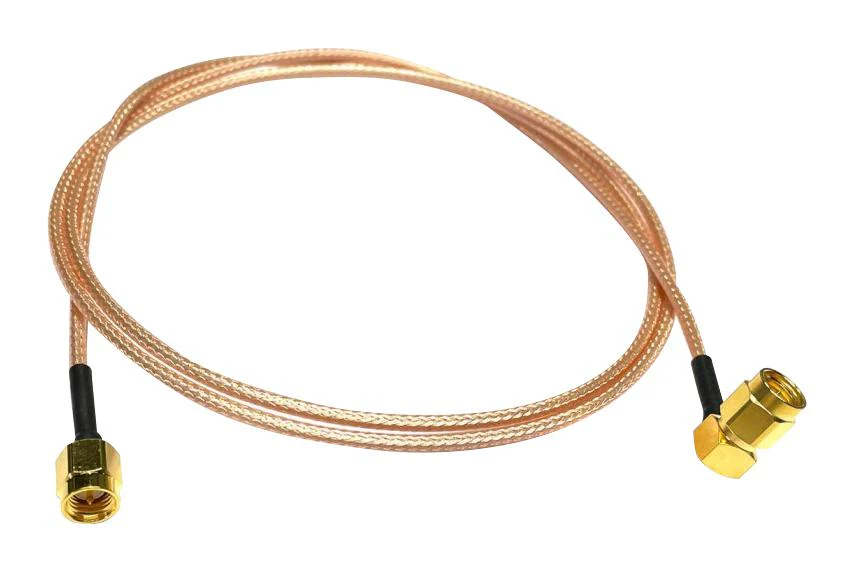 MUELLER ELECTRIC BU-4150030M1.5 RF / Coaxial Cable Assembly, 90° SMA Plug to SMA Plug, RG316, 50 ohm, 4.9 ft, 1.5 m