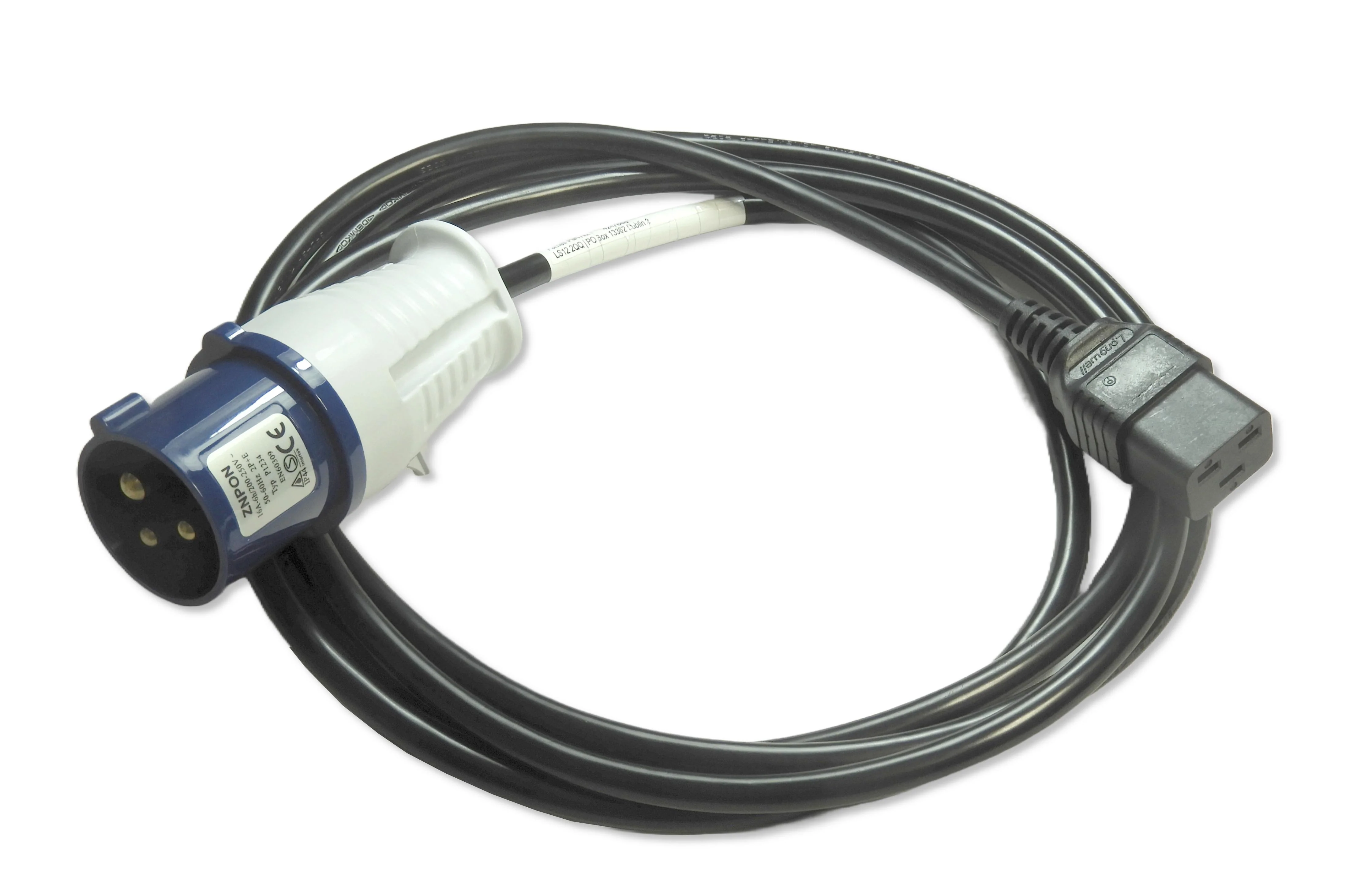 MULTICOMP PRO GW-151824 Mains Power Cord, IEC 60309 to IEC 60320-1 C19, 3 m, 16 A, 250 V, Black, MP-IP44 Commando Series