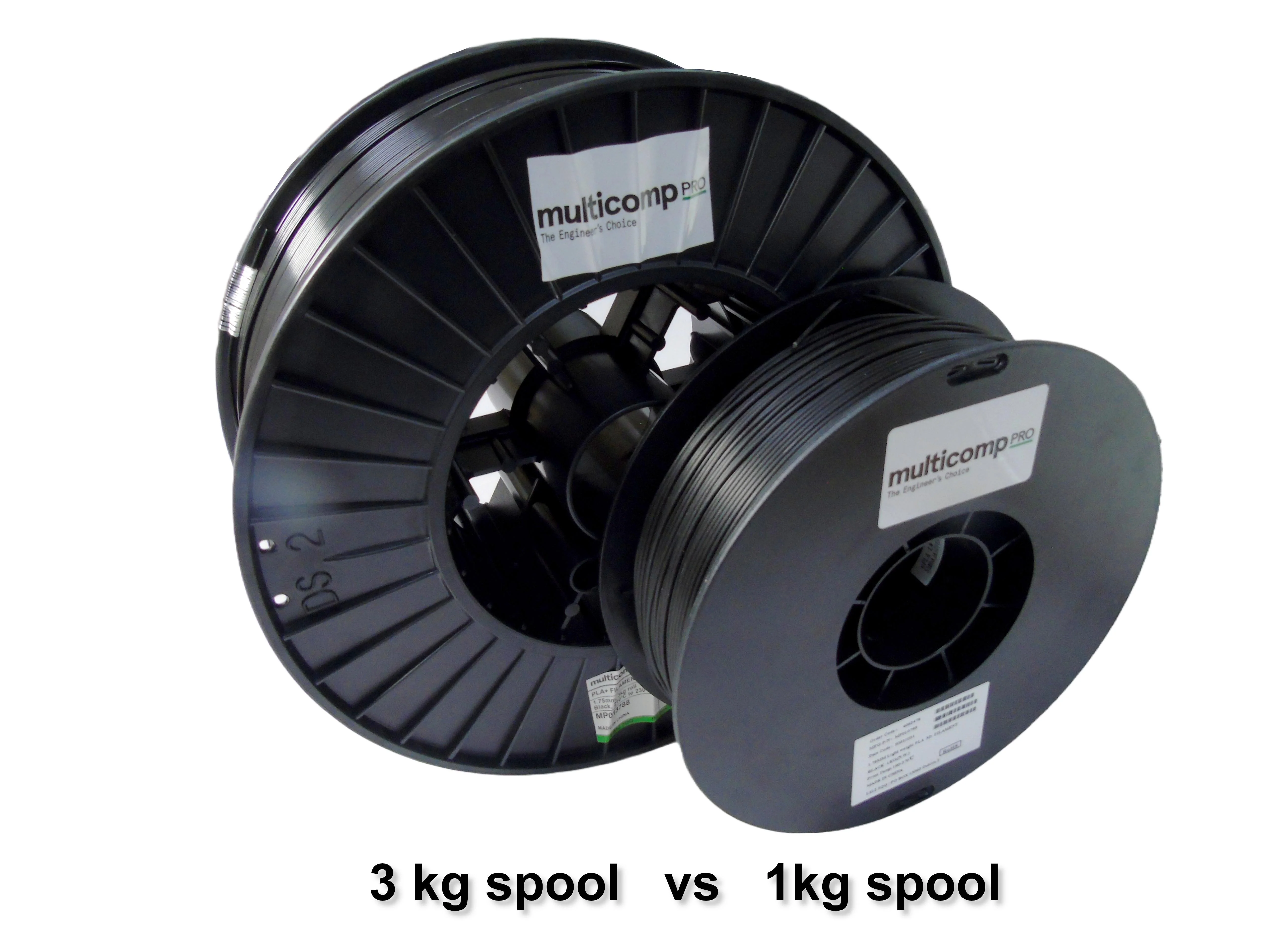 MULTICOMP PRO MP013788 3D Printer Filament, Black, 1.75mm, PLA+, 210°C to 230°C, 3kg - Image 4