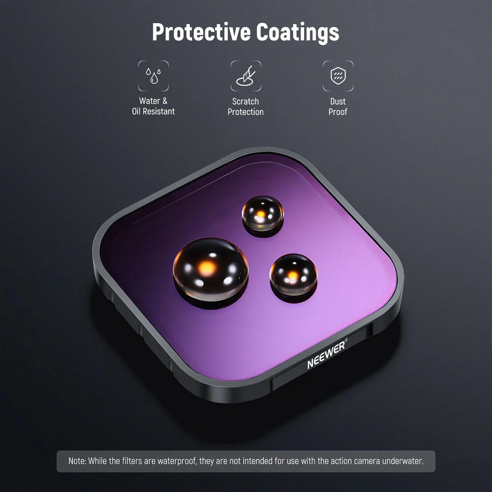 Neewer FL-GP10 6-Filter Set for GoPro HERO13/12/11/10/9 Black (PL, ND8, ND16, ND32, ND64, ND1000) - Image 6