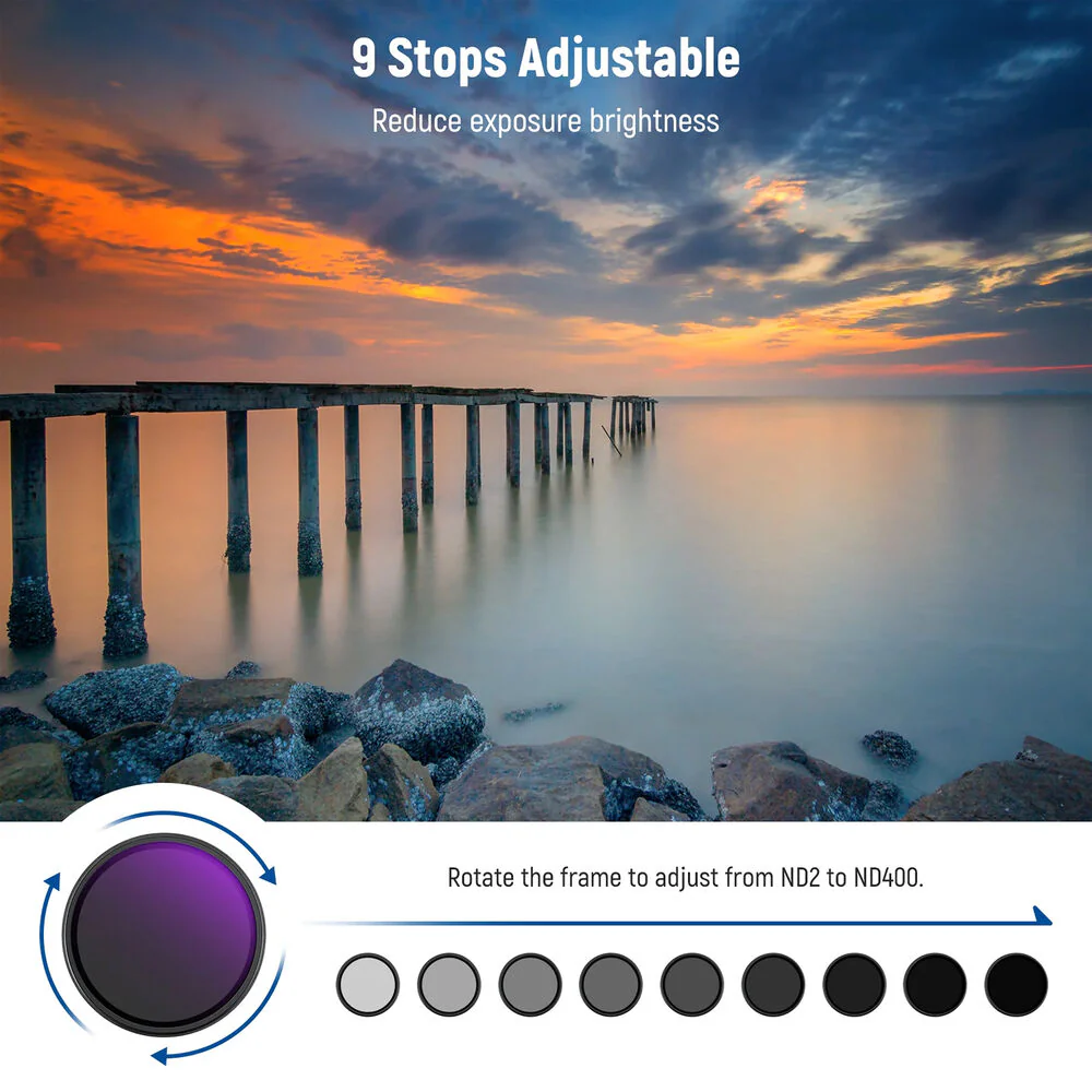 Neewer MRC Variable ND Filter with Lens Cap (67mm, 1 to 9-Stop) - Image 2