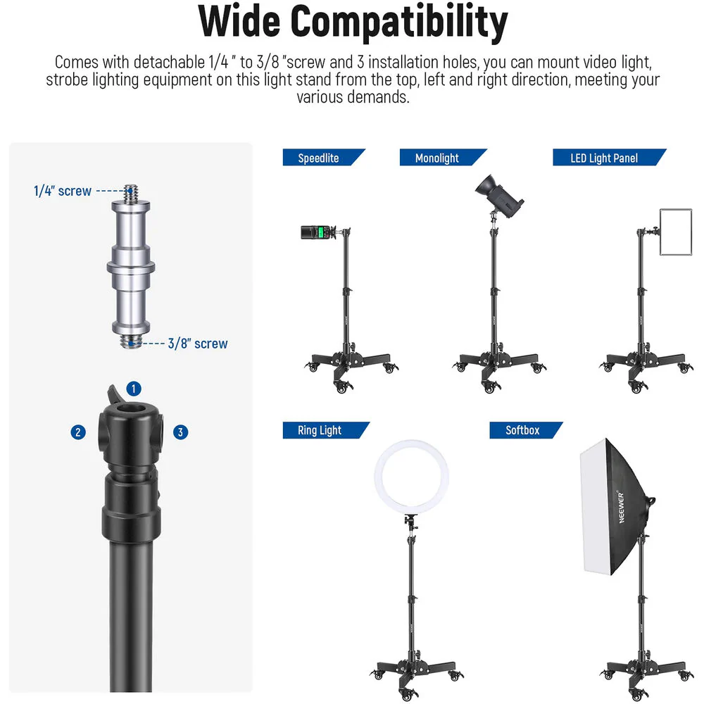 Neewer Wheeled Base Light Stand - Image 2
