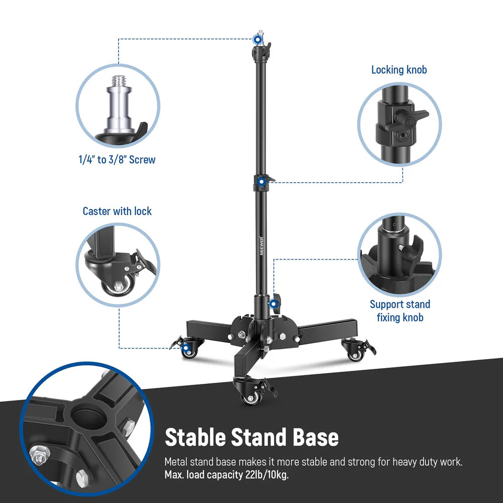 Neewer Wheeled Base Light Stand - Image 6