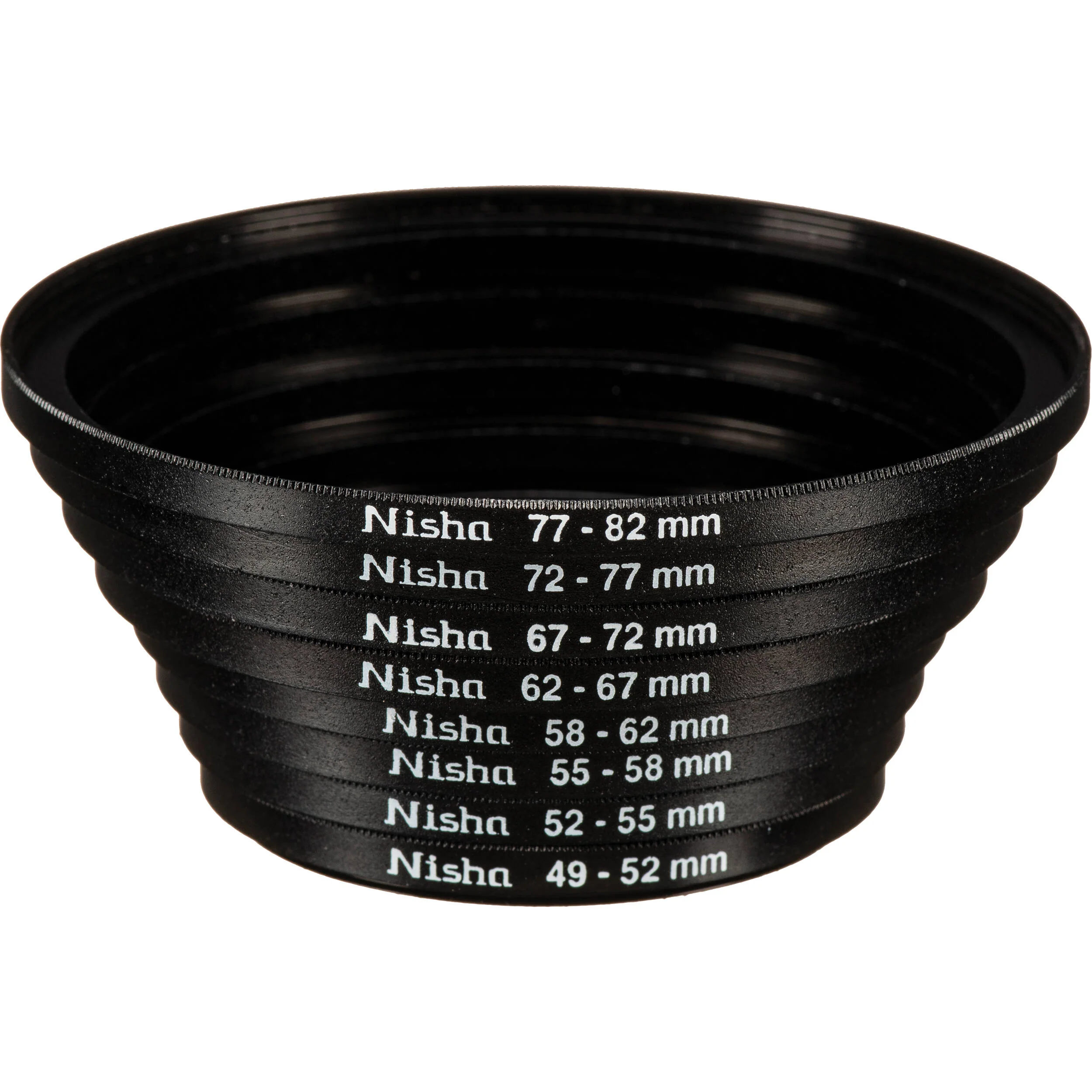 Nisha Step-Up Ring Set (Set of 8 Rings; 49-52, 52-55, 55-58, 58-62, 62-67, 67-72, 72-77, and 77-82mm)