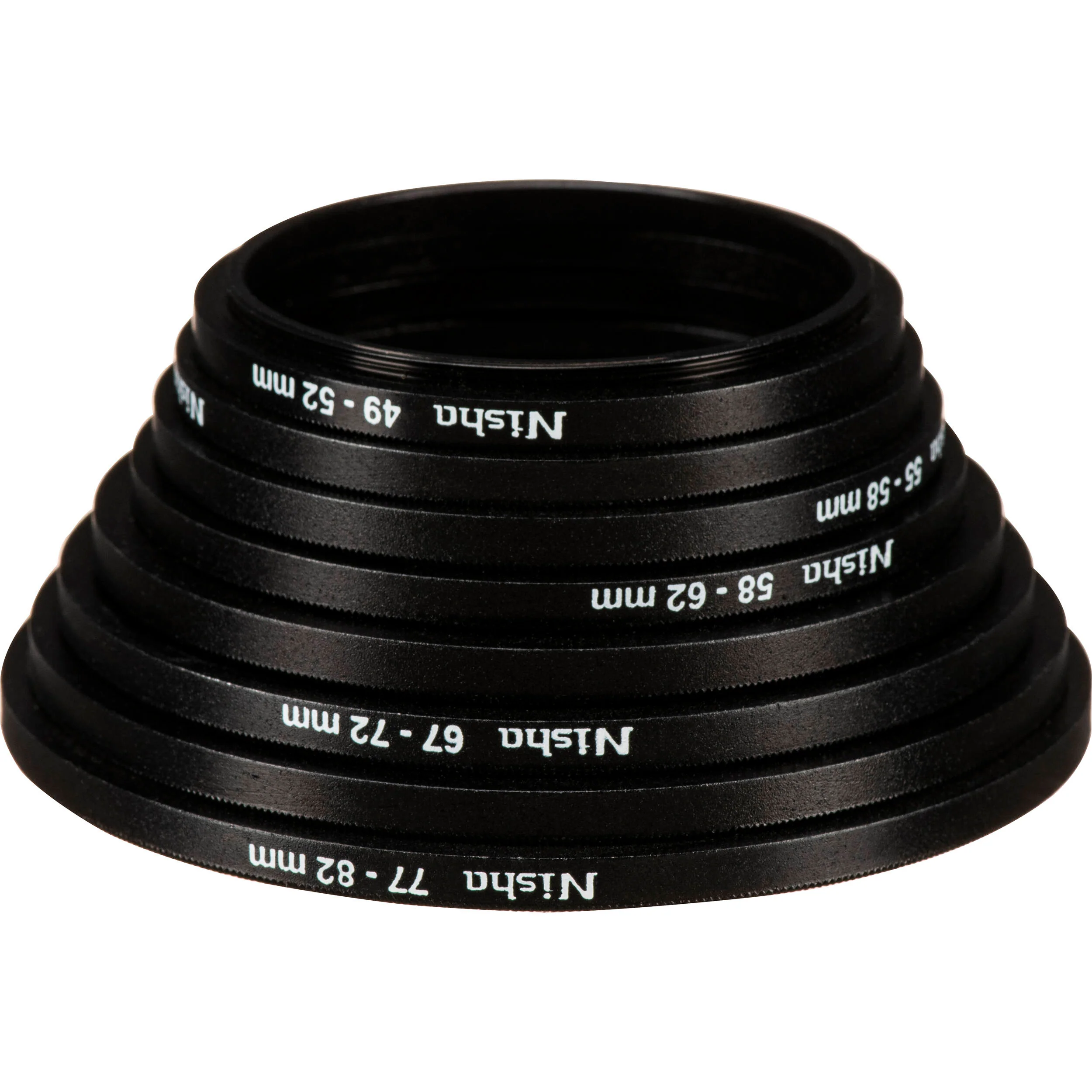 Nisha Step-Up Ring Set (Set of 8 Rings; 49-52, 52-55, 55-58, 58-62, 62-67, 67-72, 72-77, and 77-82mm) - Image 2